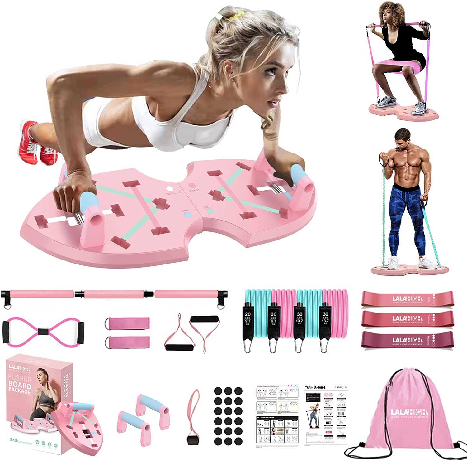 LALAHIGH Push Up Board, Portable Home Workout Equipment for Women & Men,